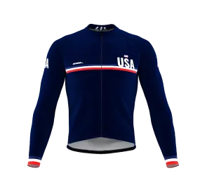 ScudoPro Pro Thermal Long Sleeve Cycling Jersey Country CODE United States Blue | Men and Women