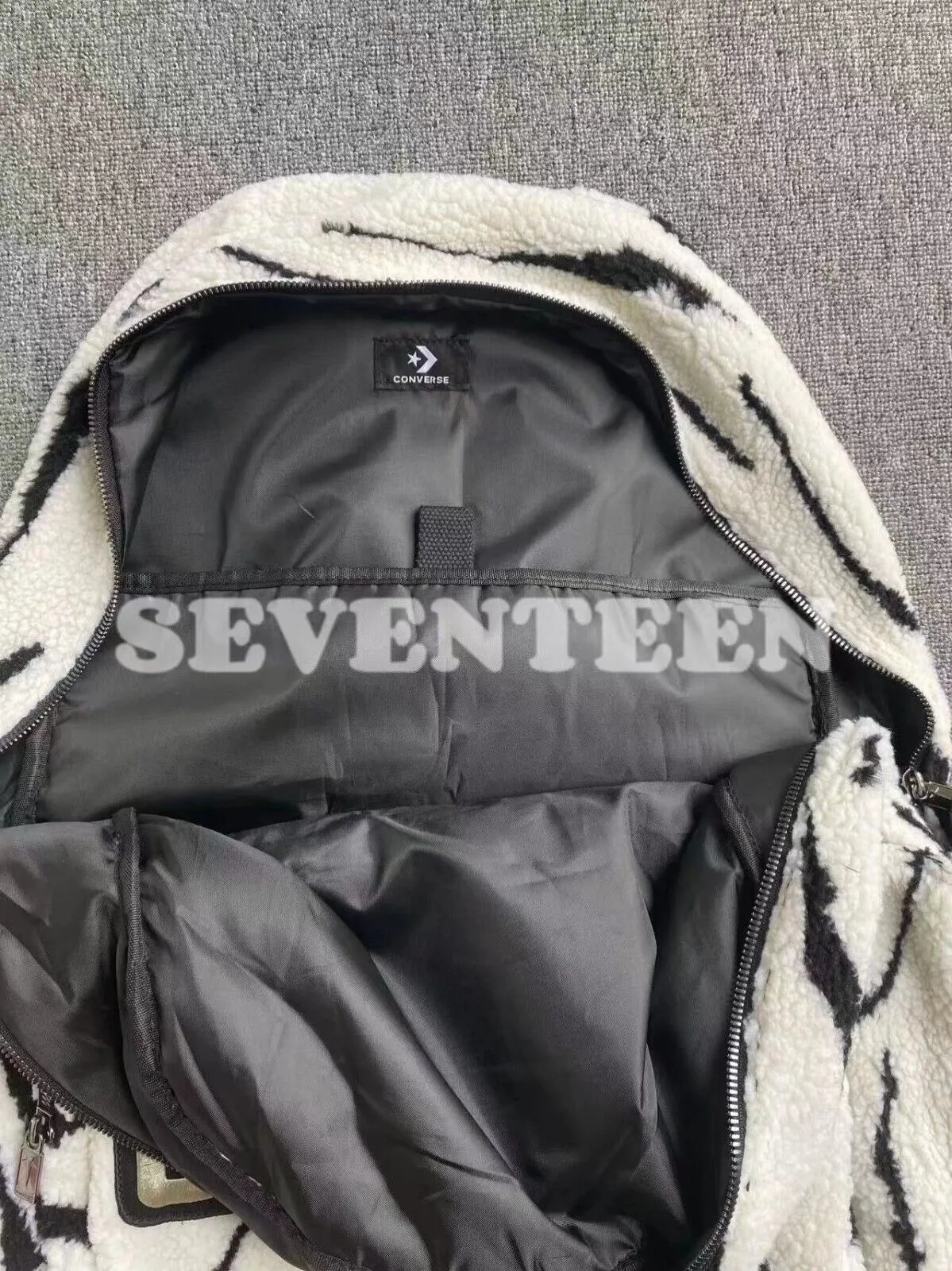 Self-Made Rick Owens Collaboration Zebra Stripe Large Street Plush Backpack