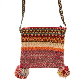 Siesta Sheeps Wool Shoulder Bag w Pom Poms