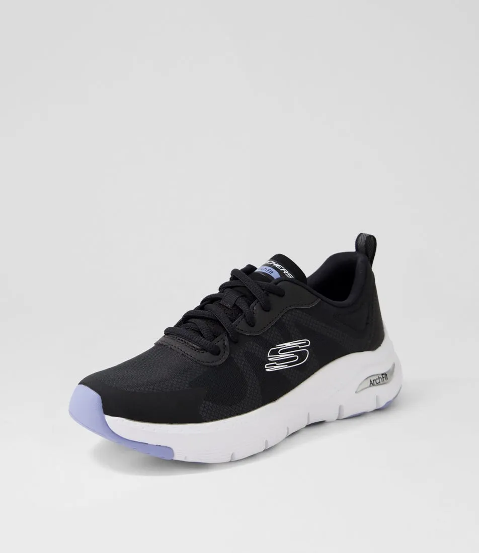 SKECHERS Arch Fit Black Blue Textile Sneakers