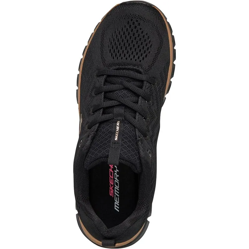 SKECHERS Womens Graceful Get Connected Trainers Black/Rose Gold