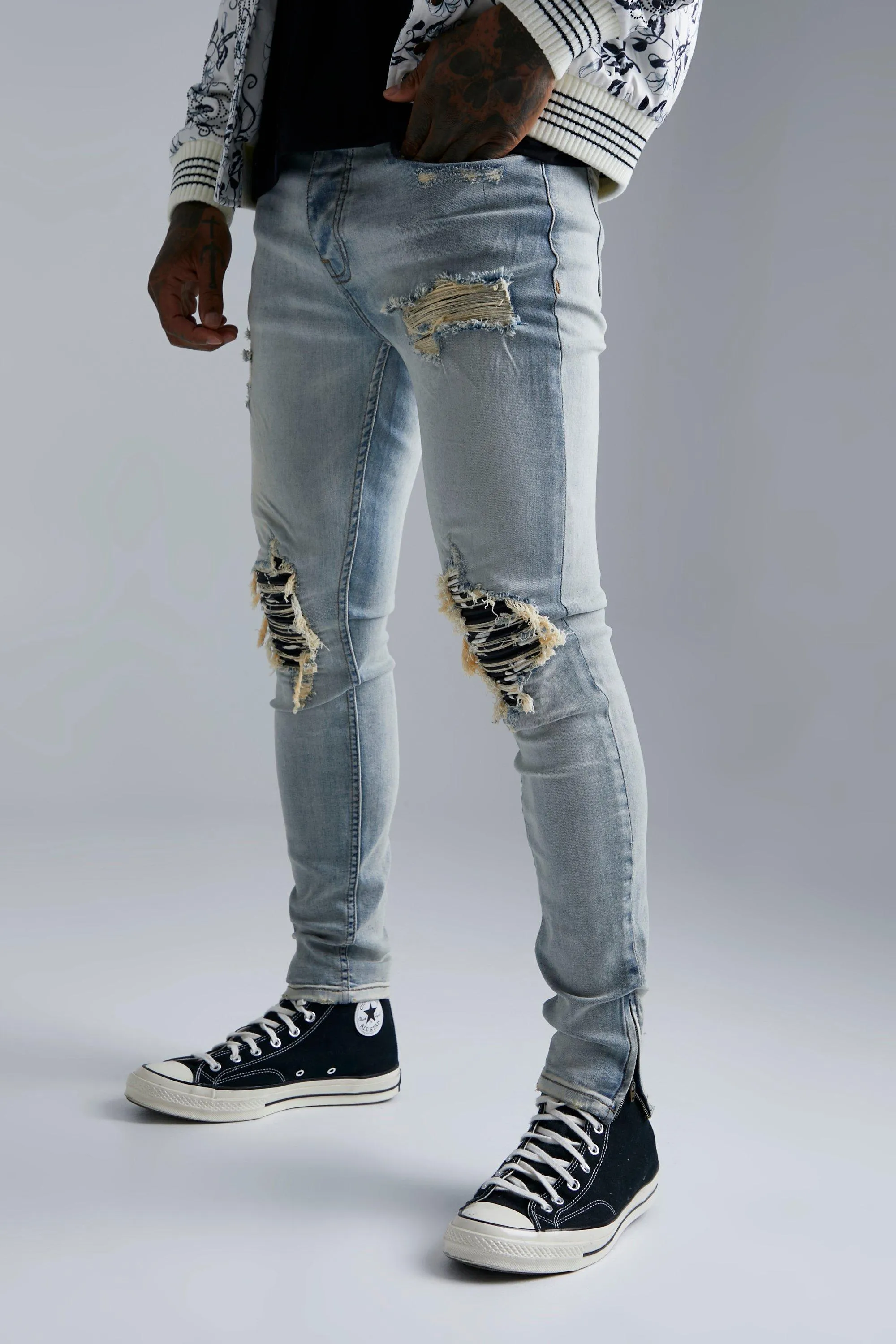 Skinny Rip & Repair Floral Jeans