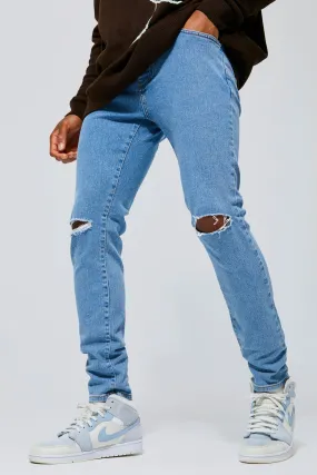 Skinny Stretch Jeans With Slash Knee