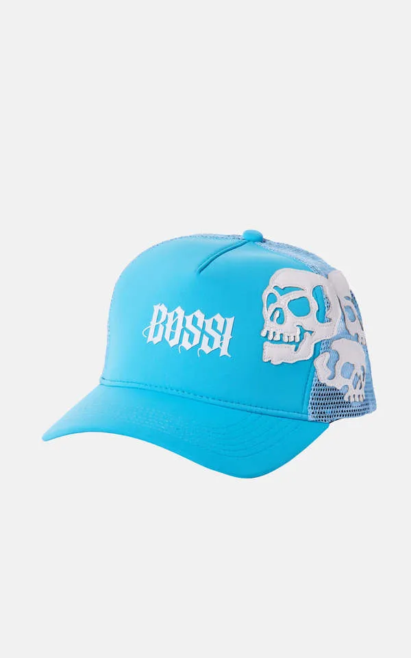 Skull Trucker Hat - Baby Blue