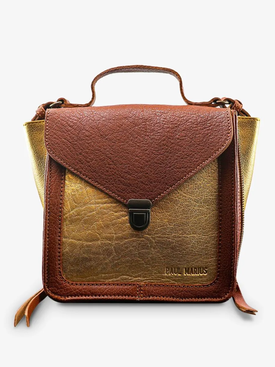 small leather shoulder bag for woman Brown,Gold - Mistinguette Light Brown Gold | PAUL MARIUS