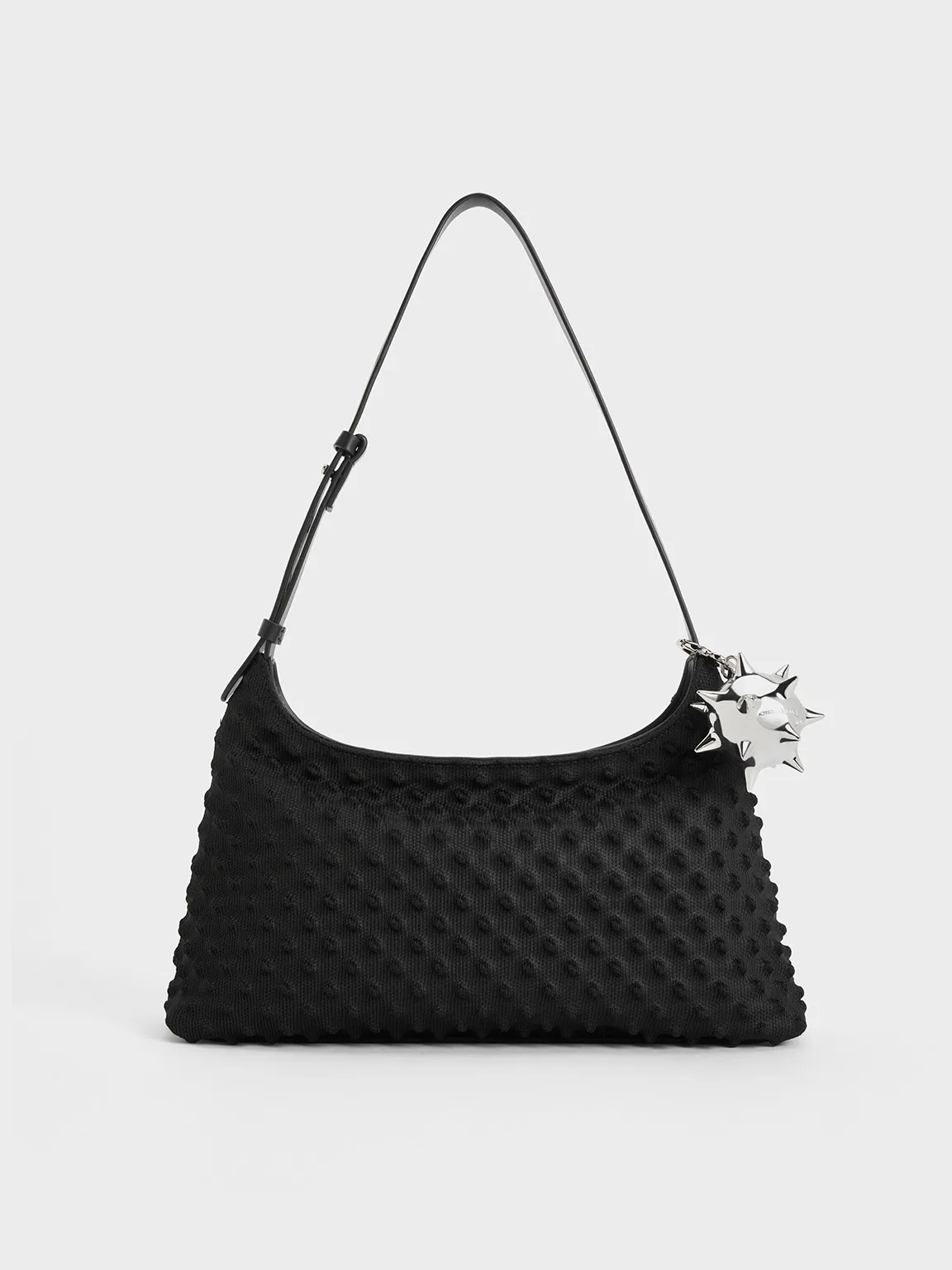 Spike Textured Shoulder Bag - Noir