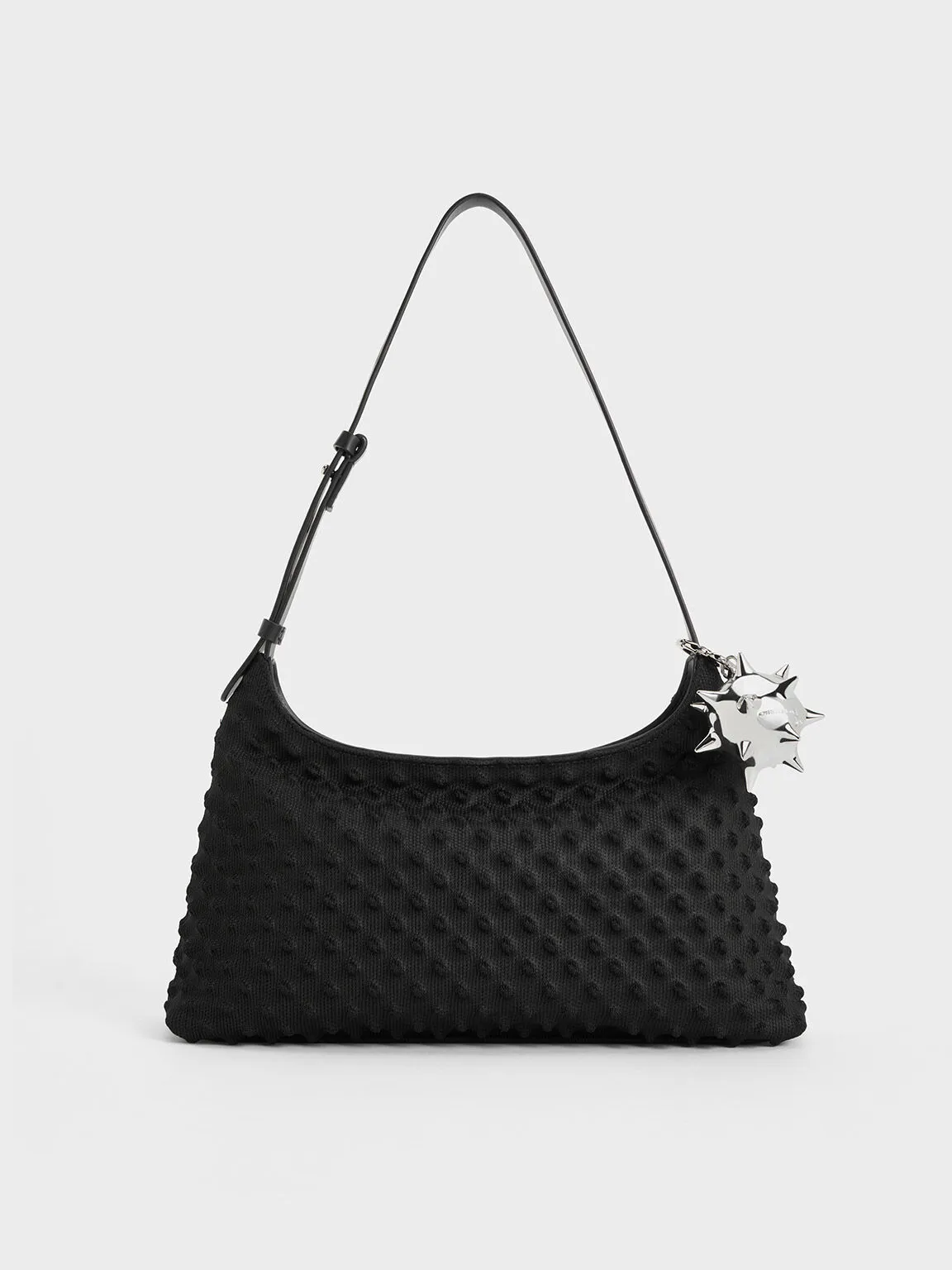 Spike Textured Shoulder Bag - Noir