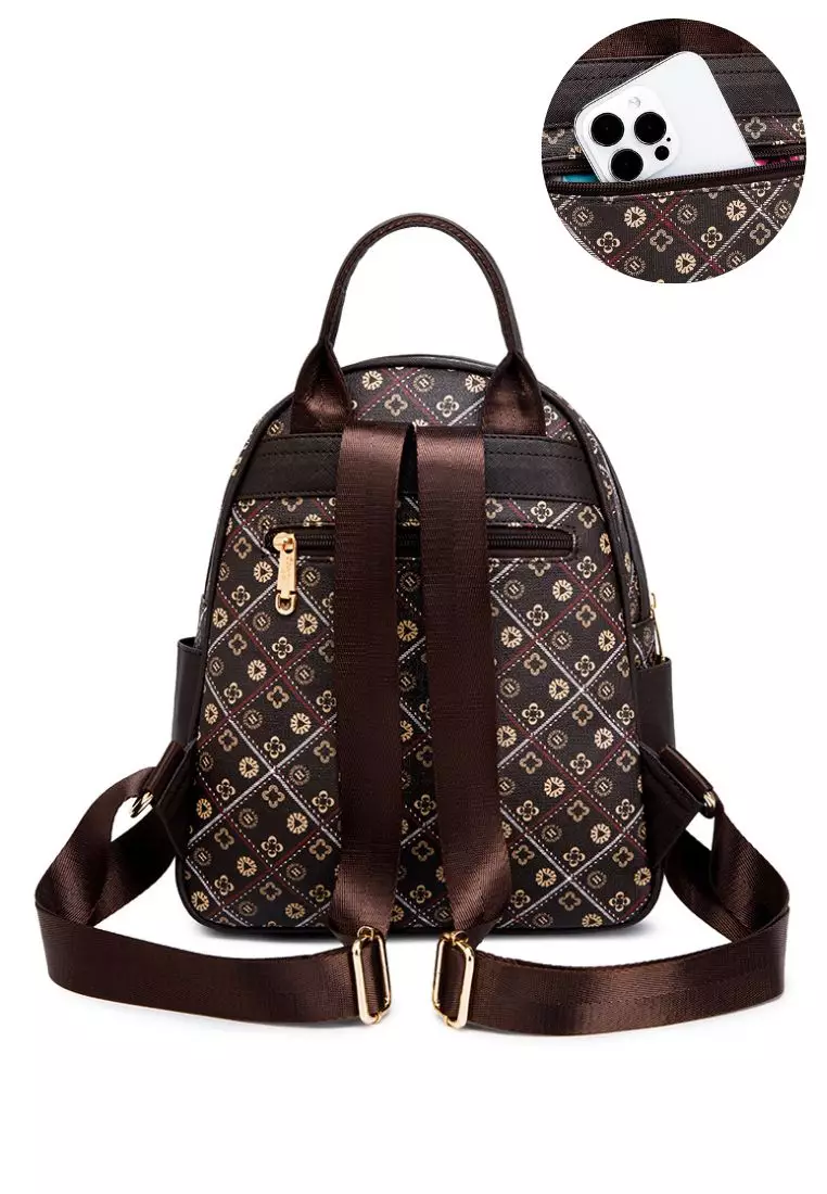 STRAWBERRY QUEEN Strawberry Queen Dual Front Zipper Rattan Backpack - Candy (Batik BQ, Dark Brown)