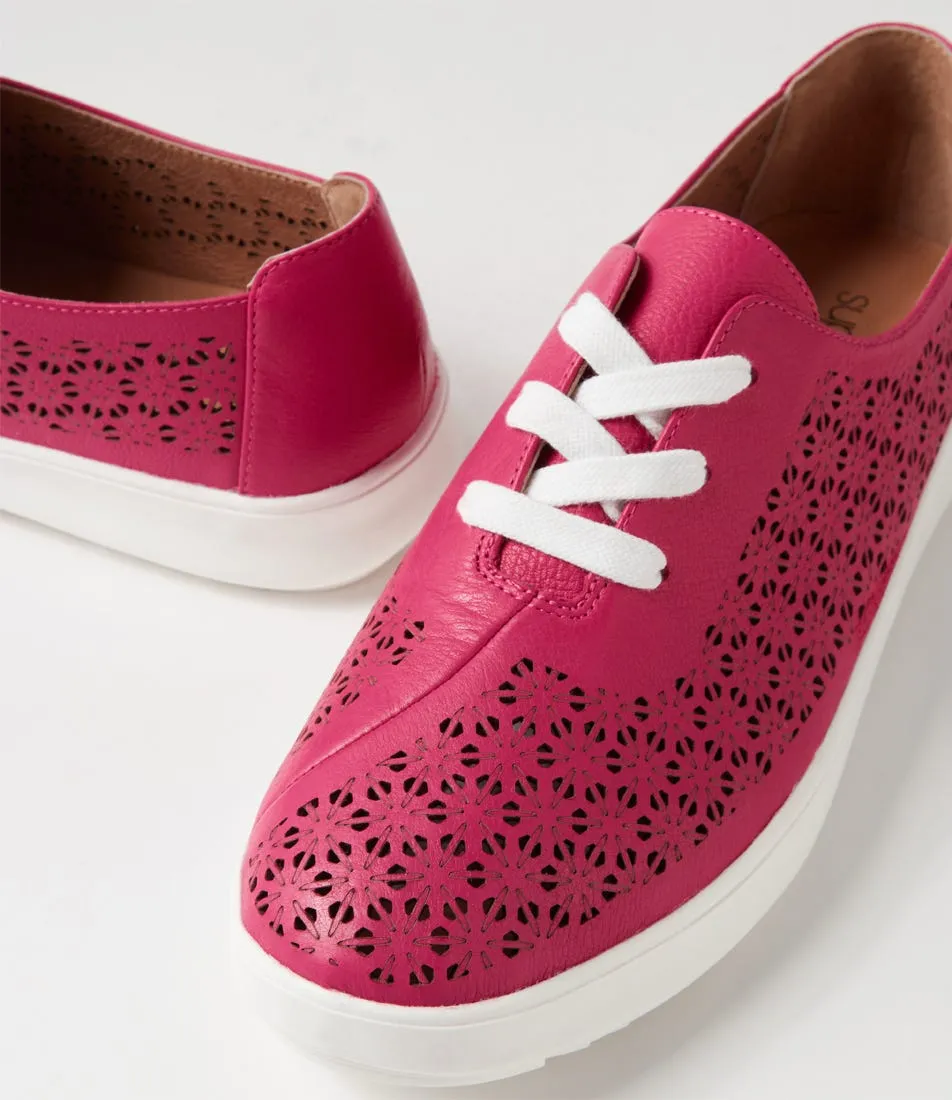 SUPERSOFT Zate Dark Fuchsia White Leather Sneakers