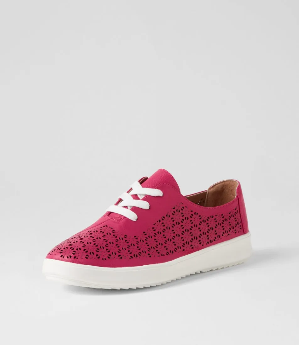 SUPERSOFT Zate Dark Fuchsia White Leather Sneakers