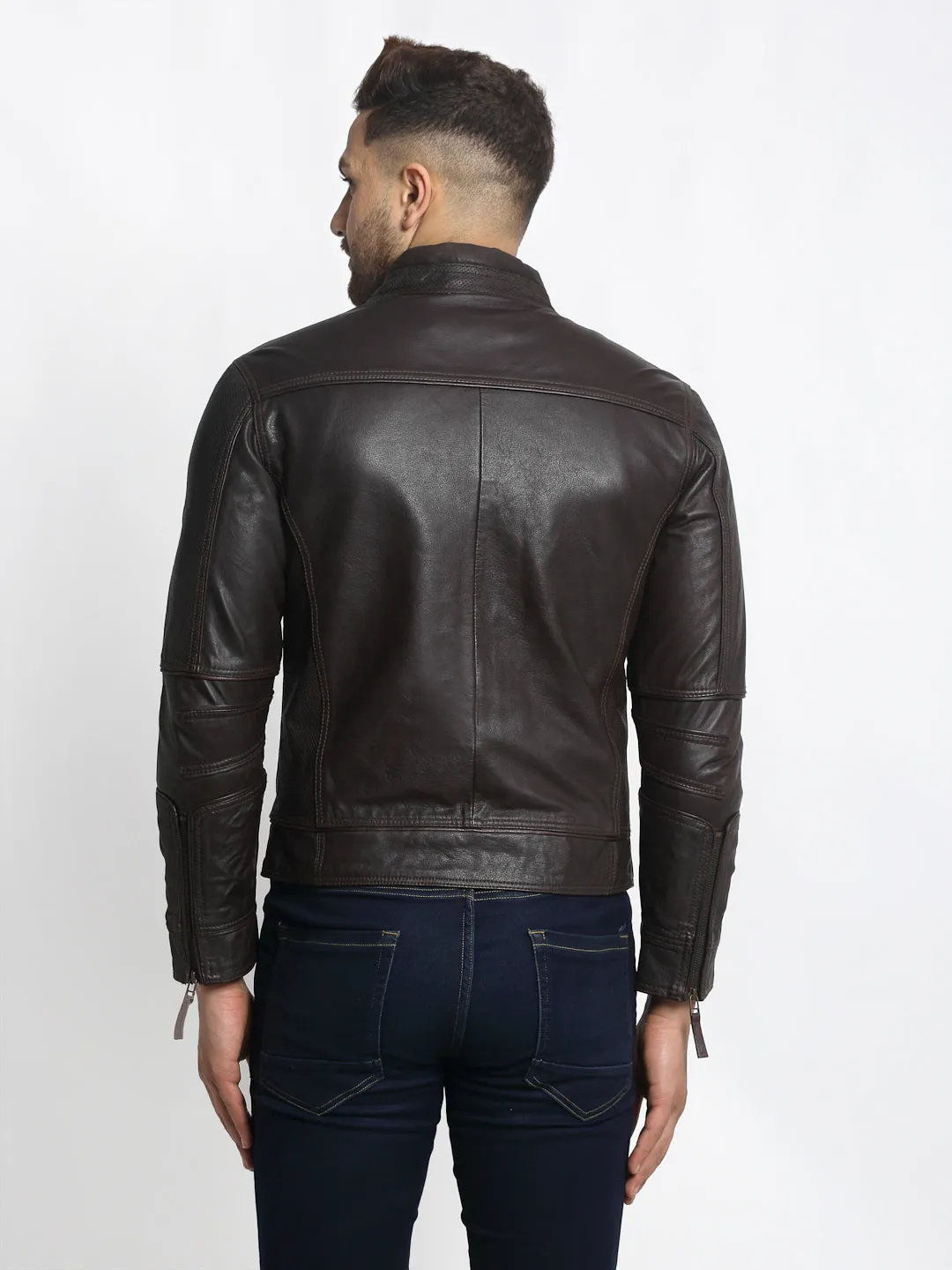 Teakwood Leathers Brown Genuine Leather Jacket - Clearance sale