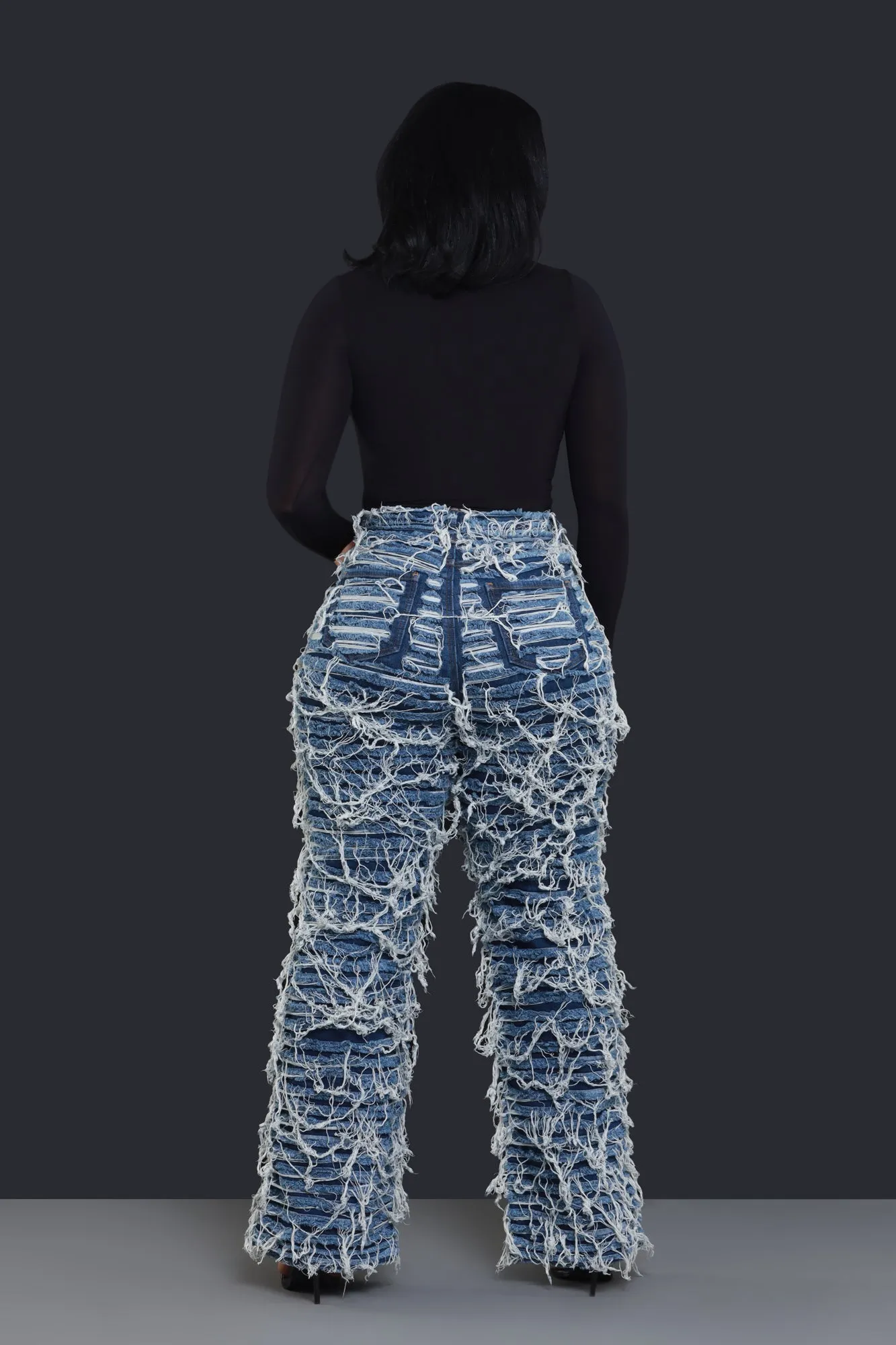 Tear It Up Ultra Distressed Wide Leg Jeans - Dark Wash