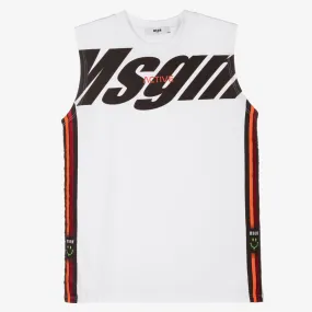 Teen Boys White Logo Vest Top