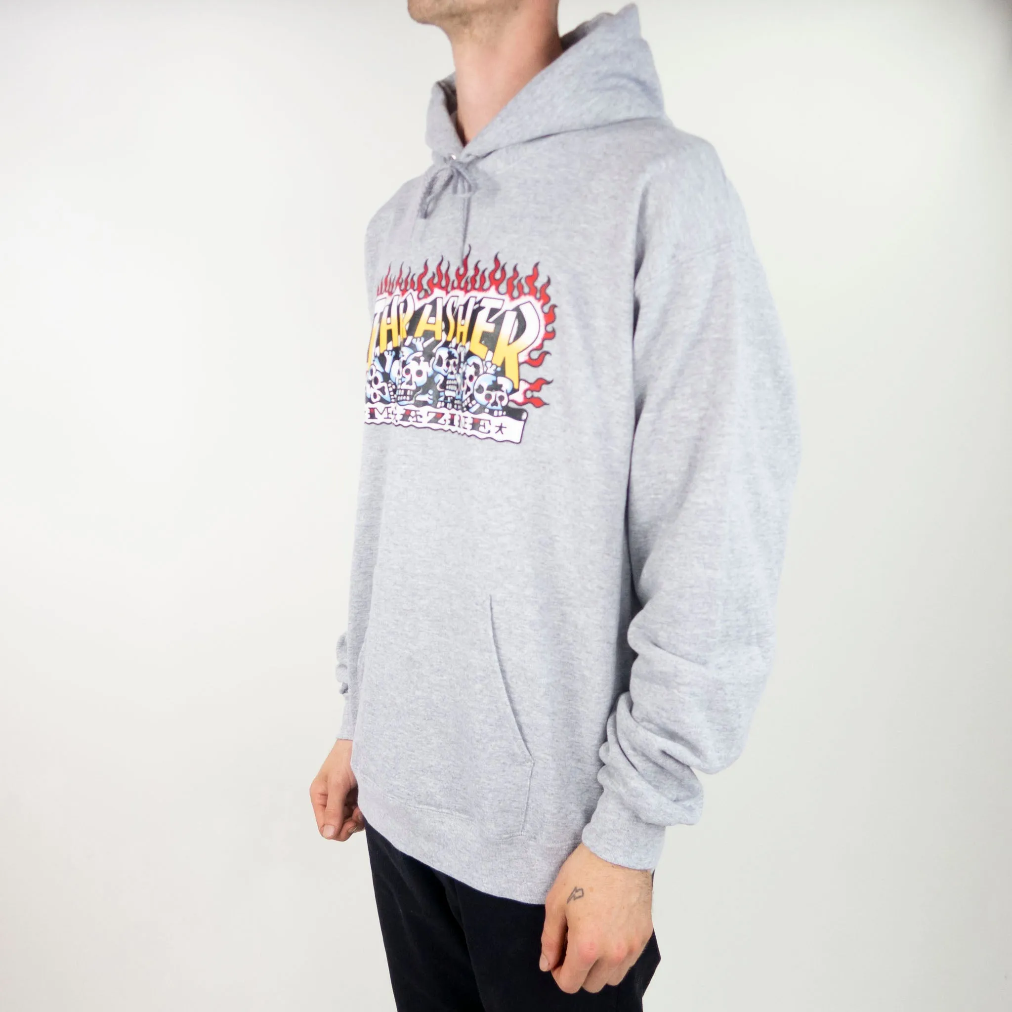 Thrasher Krak Skulls Hoodie - Grey Heather exclusive at Remix