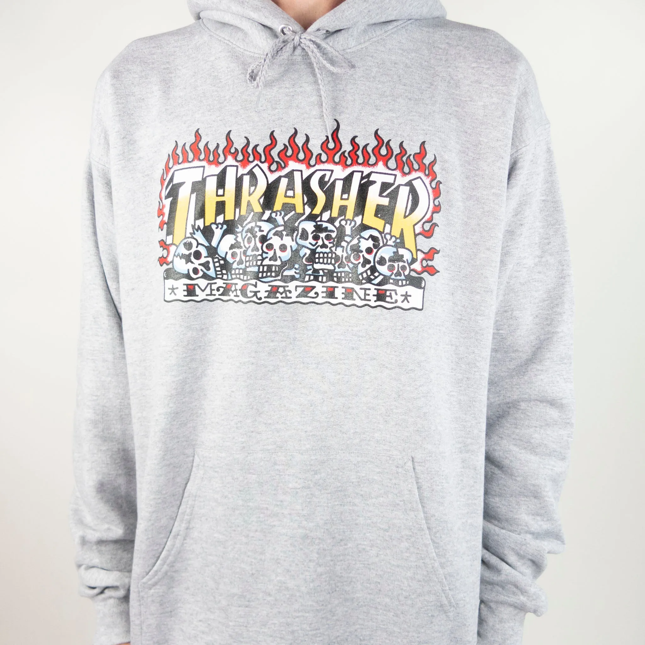 Thrasher Krak Skulls Hoodie - Grey Heather exclusive at Remix