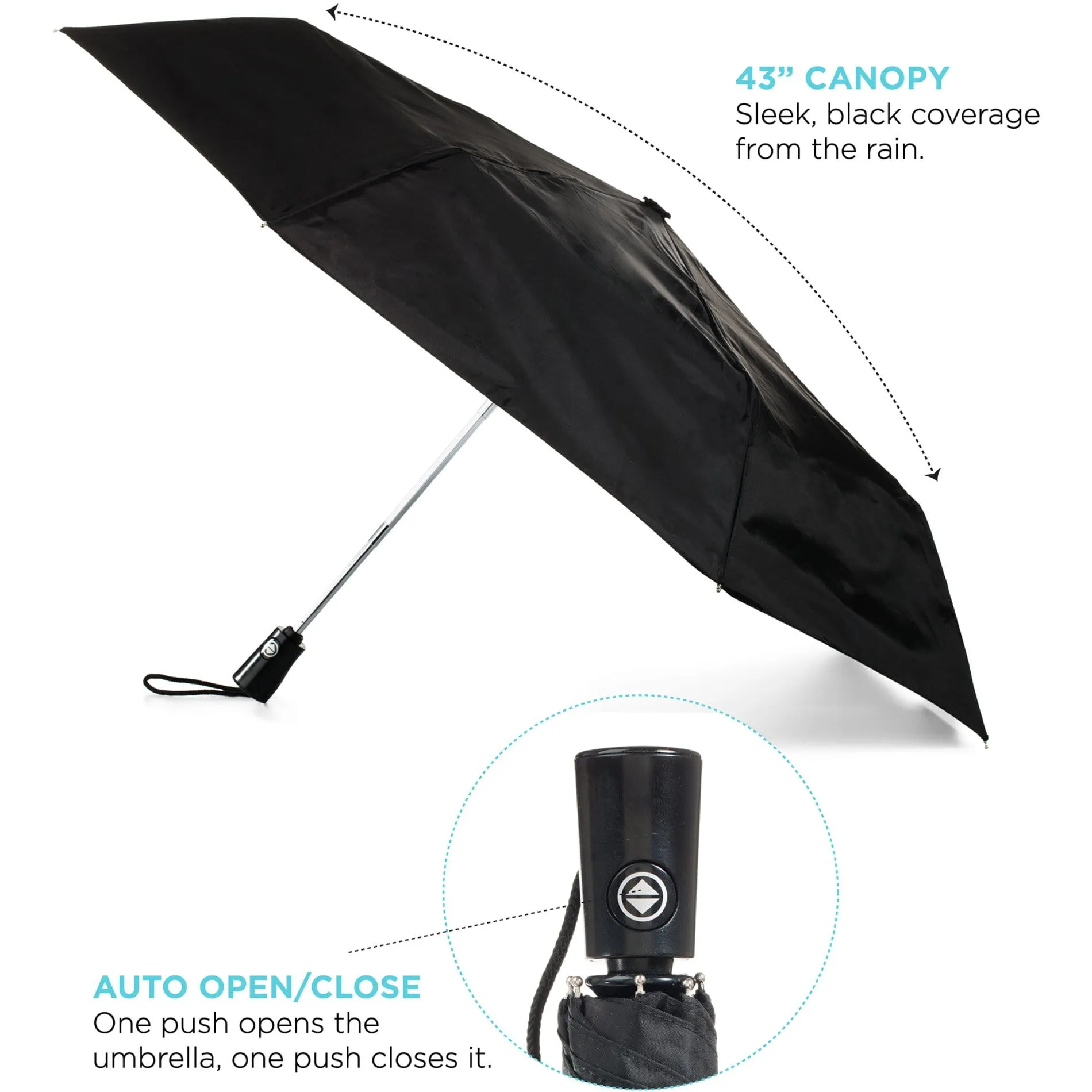 totes - 44 3 Section Auto Open/Close Umbrella