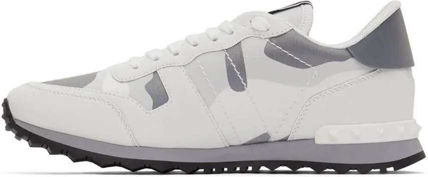 Valentino Garavani White Camo Rockrunner Sneakers