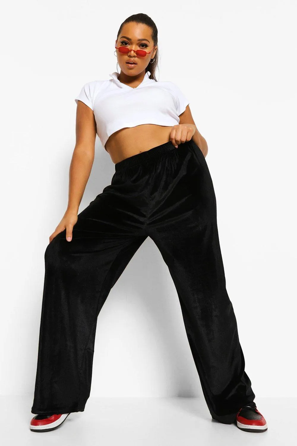 Velour Wide Leg Joggers