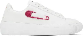 Versace White & Pink Safety Pin Sneakers