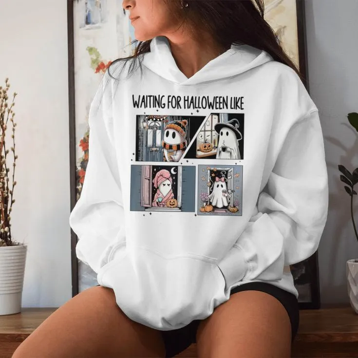 Waiting For Halloween Like Cute Ghost Coffee Horror Movie Women Hoodie