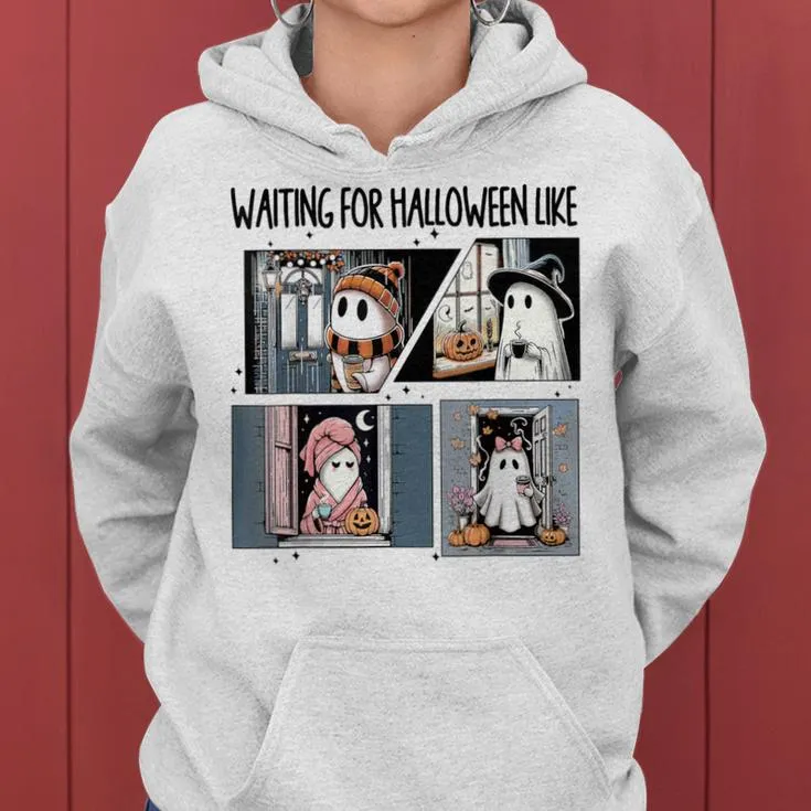 Waiting For Halloween Like Cute Ghost Coffee Horror Movie Women Hoodie