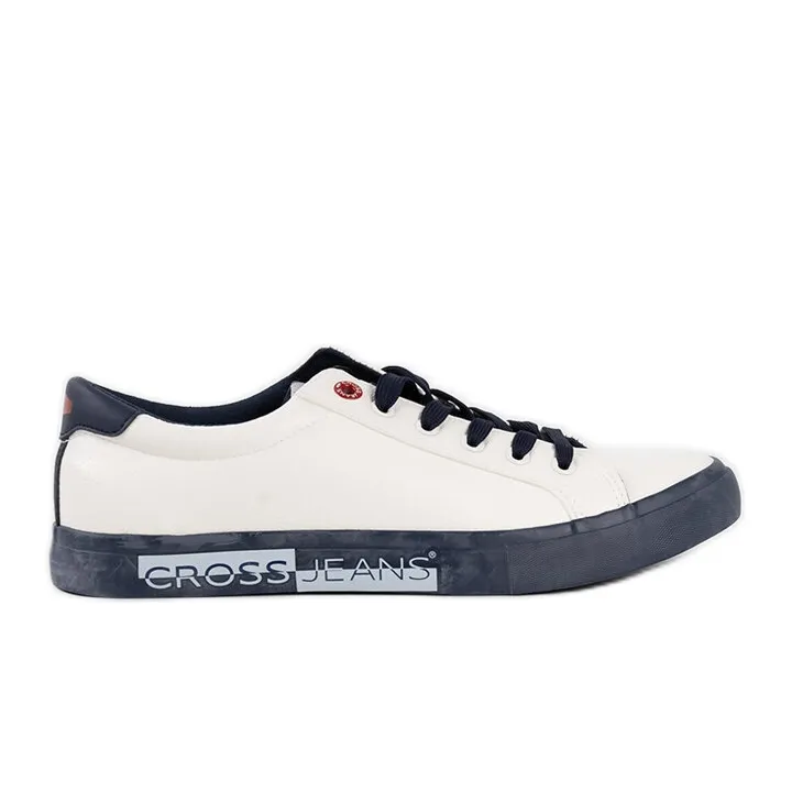 White and navy blue men's Cross Jeans sneakers