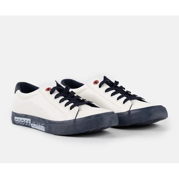 White and navy blue men's Cross Jeans sneakers