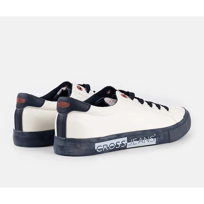 White and navy blue men's Cross Jeans sneakers