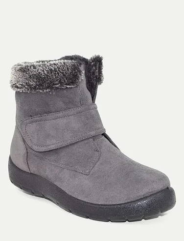 Wide Fit Touch Fasten Mock Suede Boot