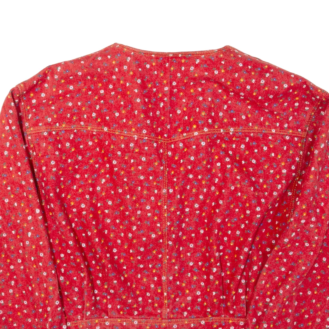 Womens Denim Jacket Red Floral L