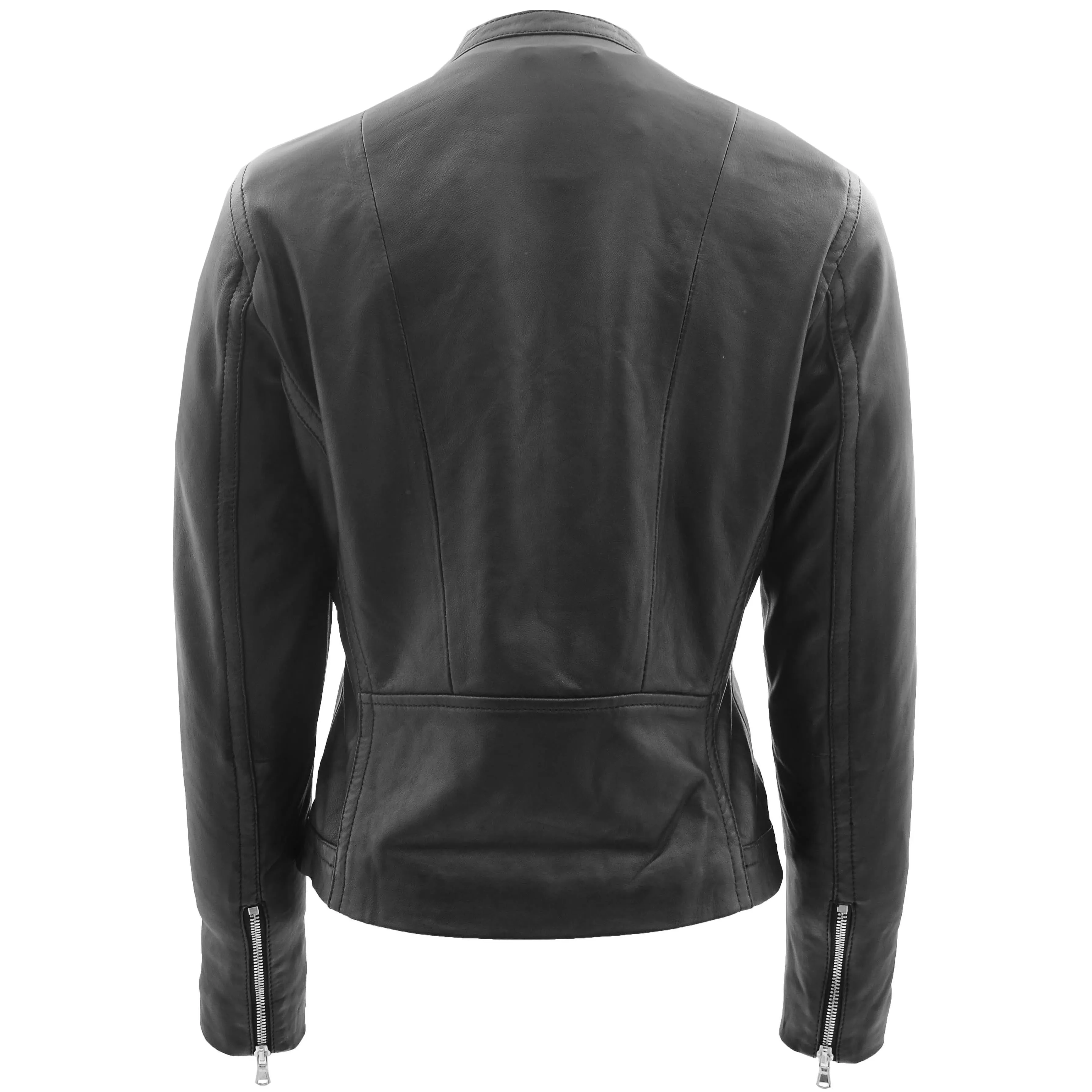 Womens Soft Leather Biker Style Jacket Elyza Black