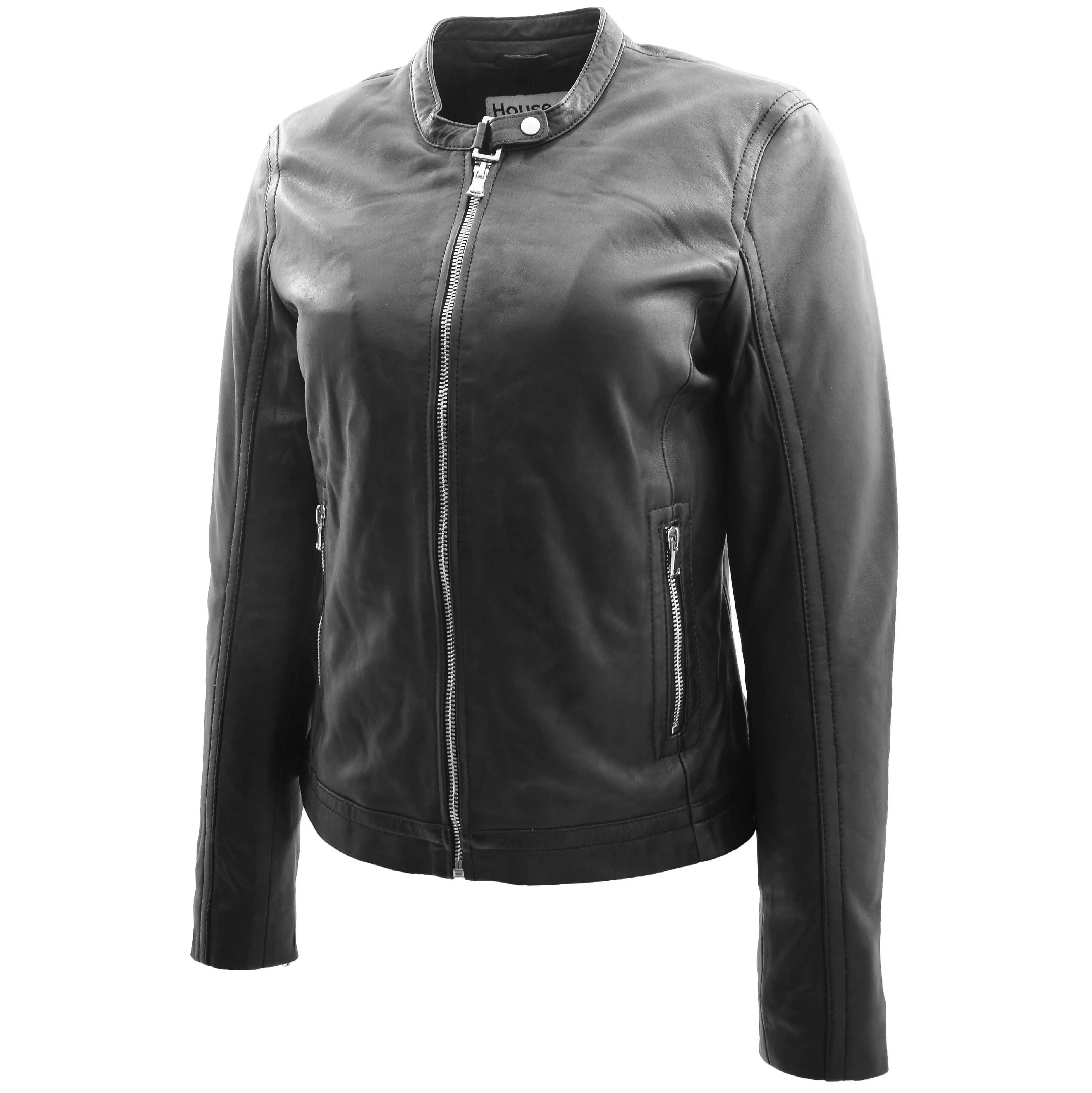 Womens Soft Leather Biker Style Jacket Elyza Black