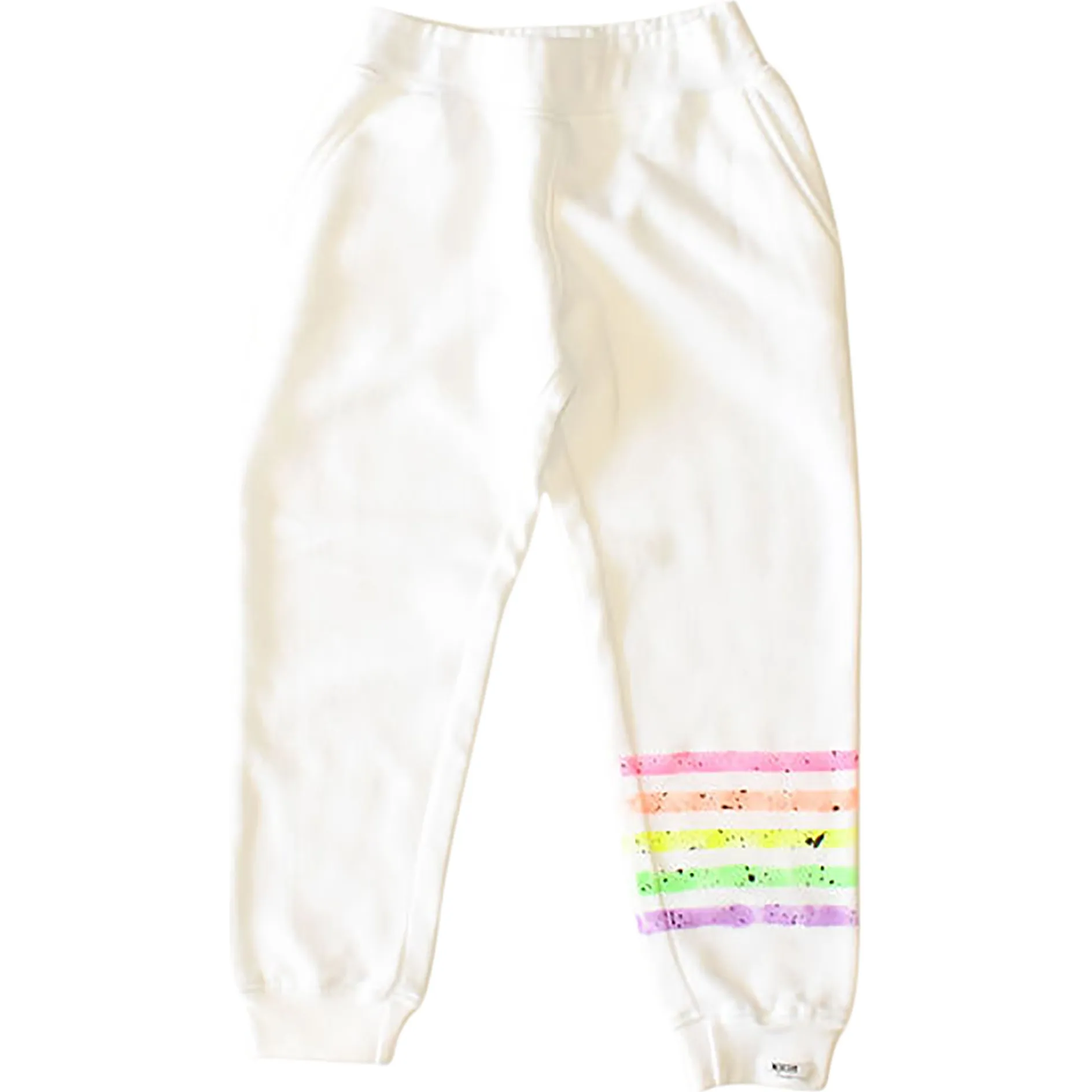 Worthy Threads Kids Joggers, White with Neon Stripes