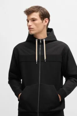 Zip-up hoodie with tonal insert